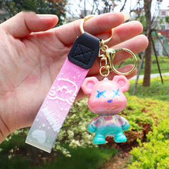 Resin Gradient Bear Keychain Key Chain Small Ornament Gift