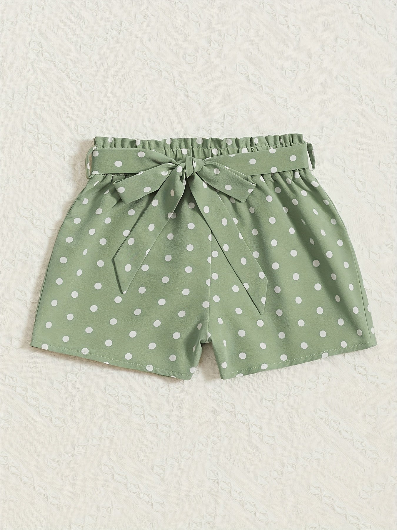 Girls Polka Dot Lace Up Belt Shorts for Summer