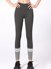 Striped High Waisted Leggings Tummy Control Yoga Pants