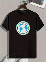 Earth Pattern Print Men's Sports T-shirt Fitness Activitie Tee