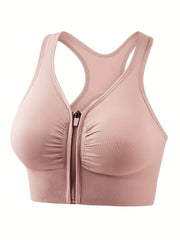 4pcs Front Zipper Sport Tank Bras Racerback Intimates Bras Women's Underwear