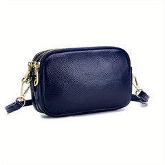 Three Zipper Square Shoulder Bag Classic Solid Crossbody Bag