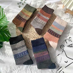 5 Pairs Outdoor Warm Soft Cotton Mid-calf Wool Socks for Autumn and Winter