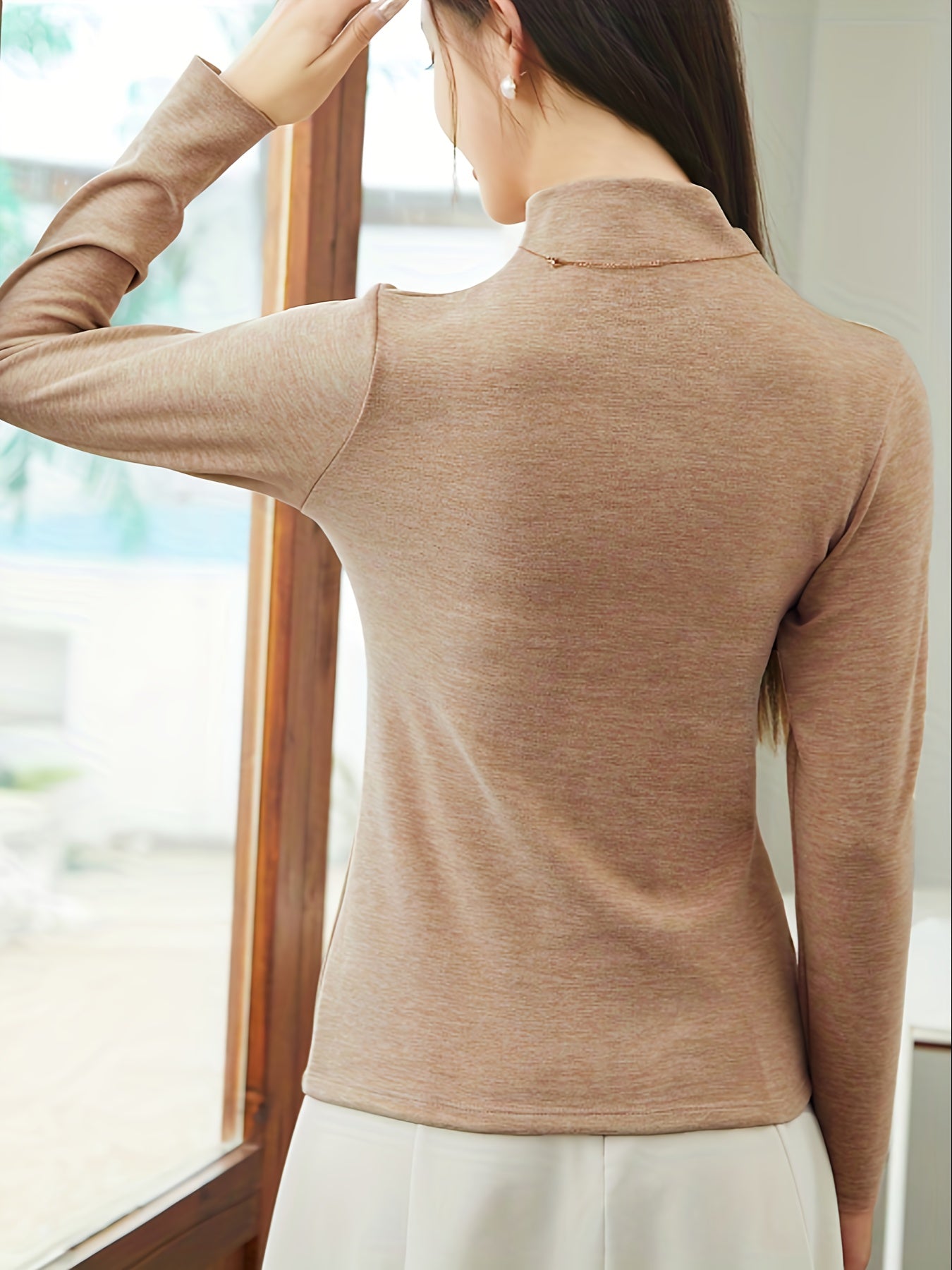 Mock Neck Thermal Underwear Soft Long Sleeve Slim Fit Top