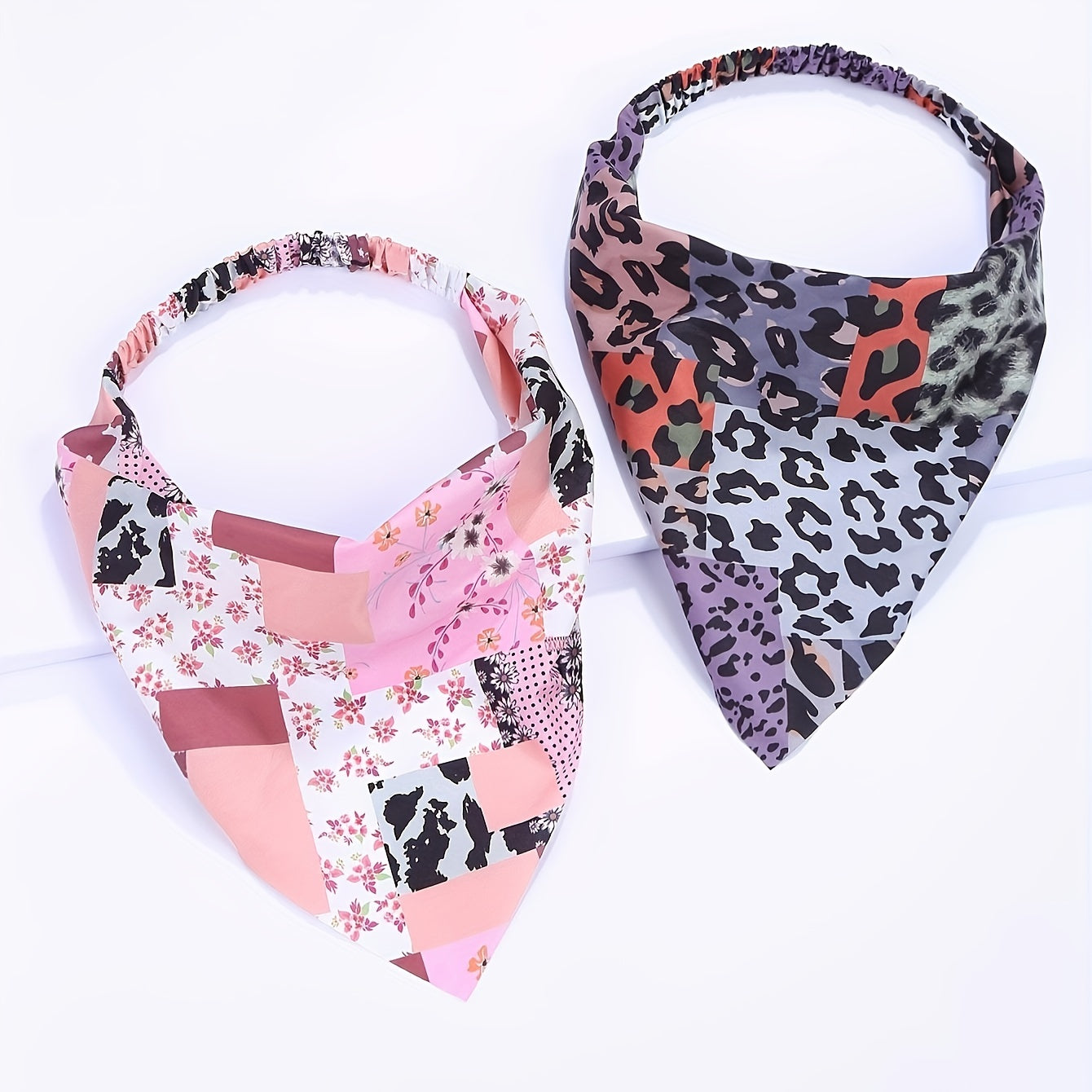 4pcs Leopard Series Head Scarf Geometric Print Bandanas Hairband