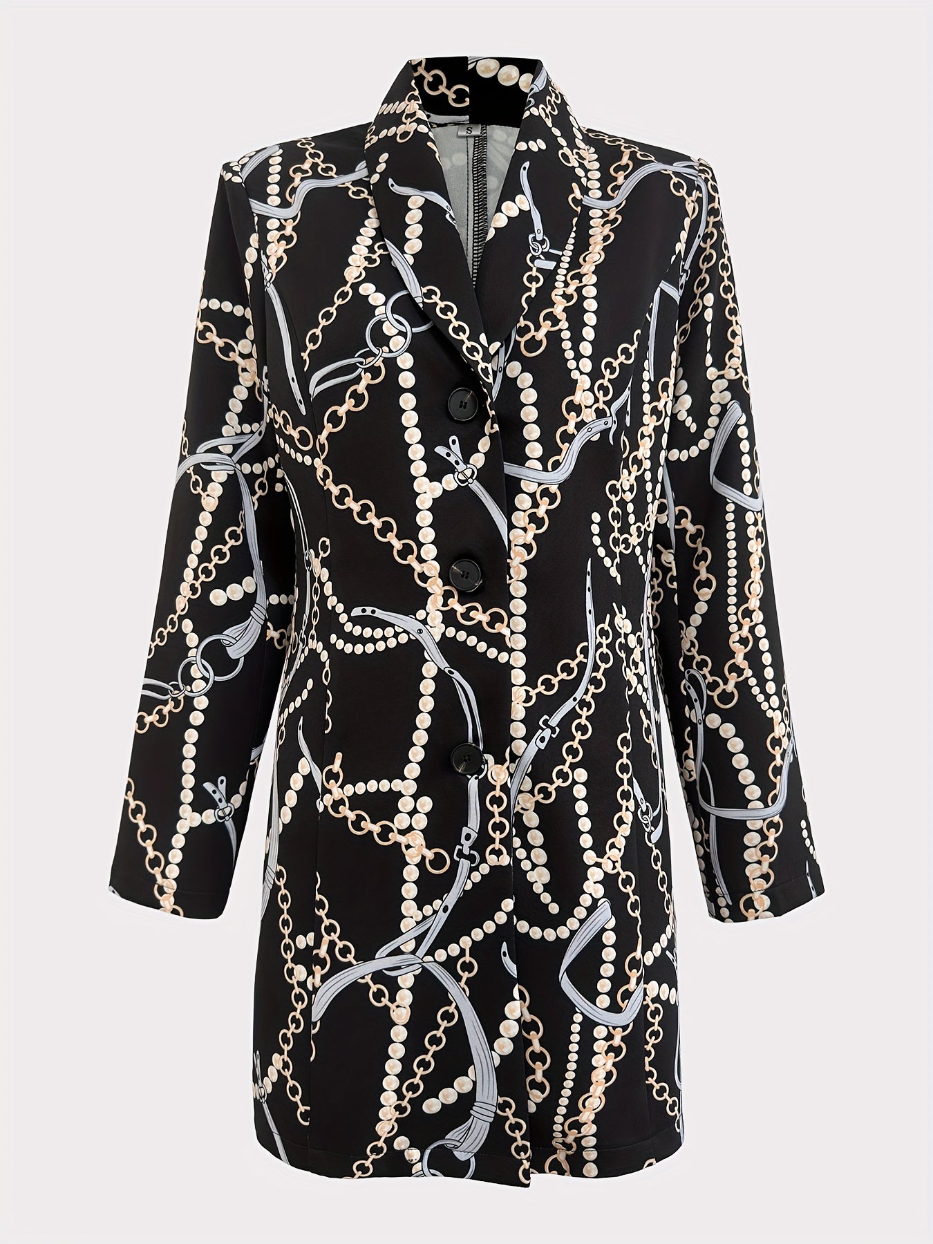 Graphic Print Single Breasted Blazer Casual Long Sleeve Blazer
