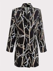 Graphic Print Single Breasted Blazer Casual Long Sleeve Blazer