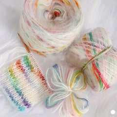 Ball of Colorful Streamer Jet Wool Yarn Dot Mohair for DIY Hand Woven Clothes