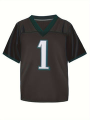 Boys Breathable Rugby Jersey V Neck Short Sleeves Football Shirt