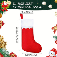 6pcs Felt Christmas Socks Red Non-woven Golden Trim Fireplace Hanging