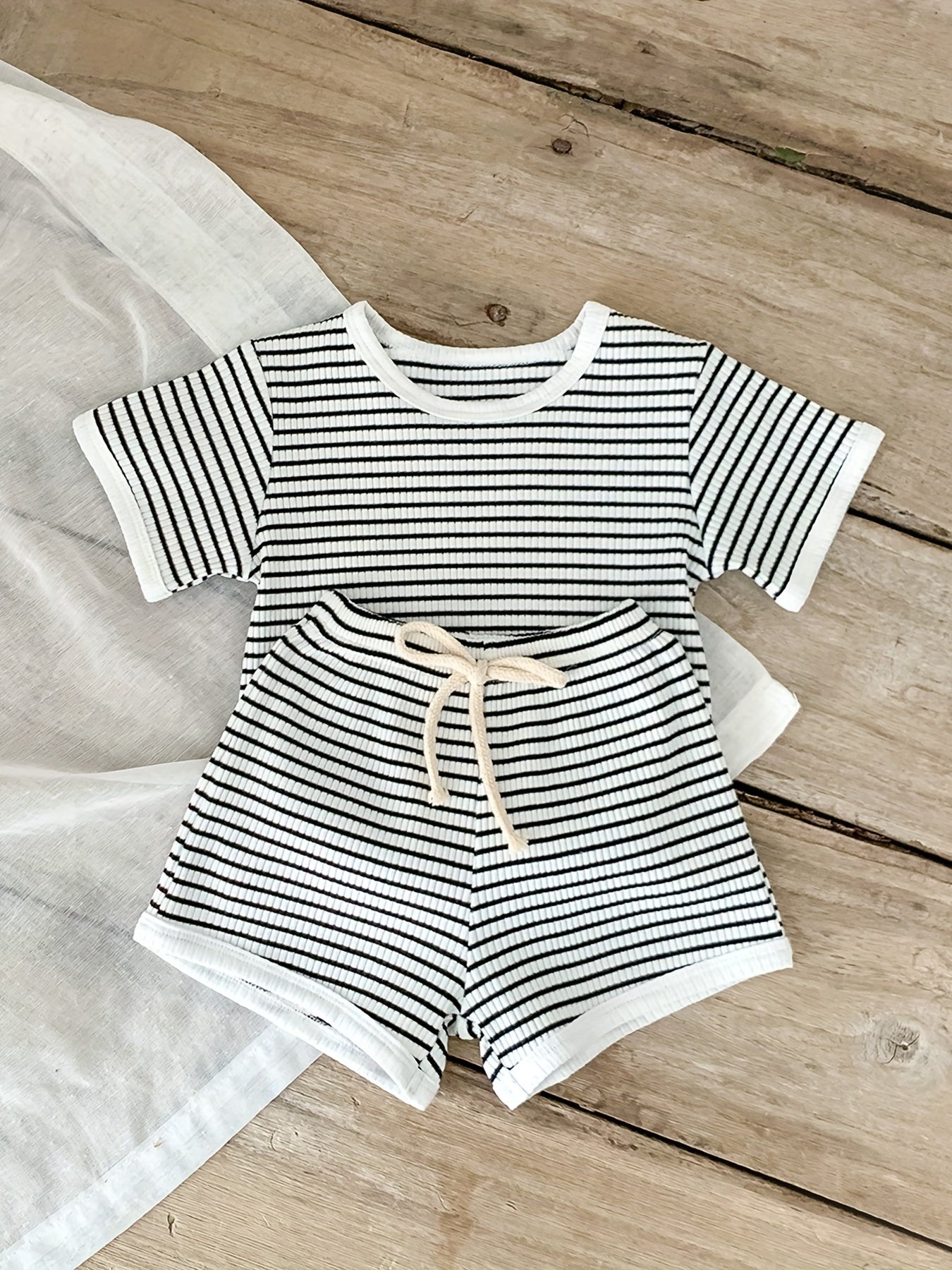 2pcs Baby Boys Striped T shirt & Shorts Summer Clothes Sets