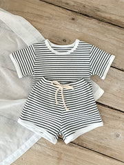 2pcs Baby Boys Striped T shirt & Shorts Summer Clothes Sets