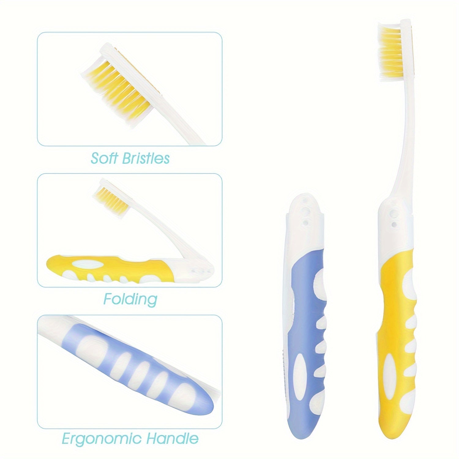 2pcs Folding Toothbrush Portable Soft Travel Toothbrush Camping & Hiking