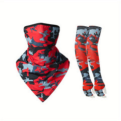 Camouflage Cycling Ice Silk Sleeve Cover & Face Mask Set
