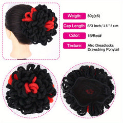 Afro High Puff Drawstring Ponytail Extensions Synthetic Faux Locs Hair Bun