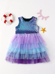 Girls Mermaid Dress Princess Pageant Gown Christmas Birthday Party Dress
