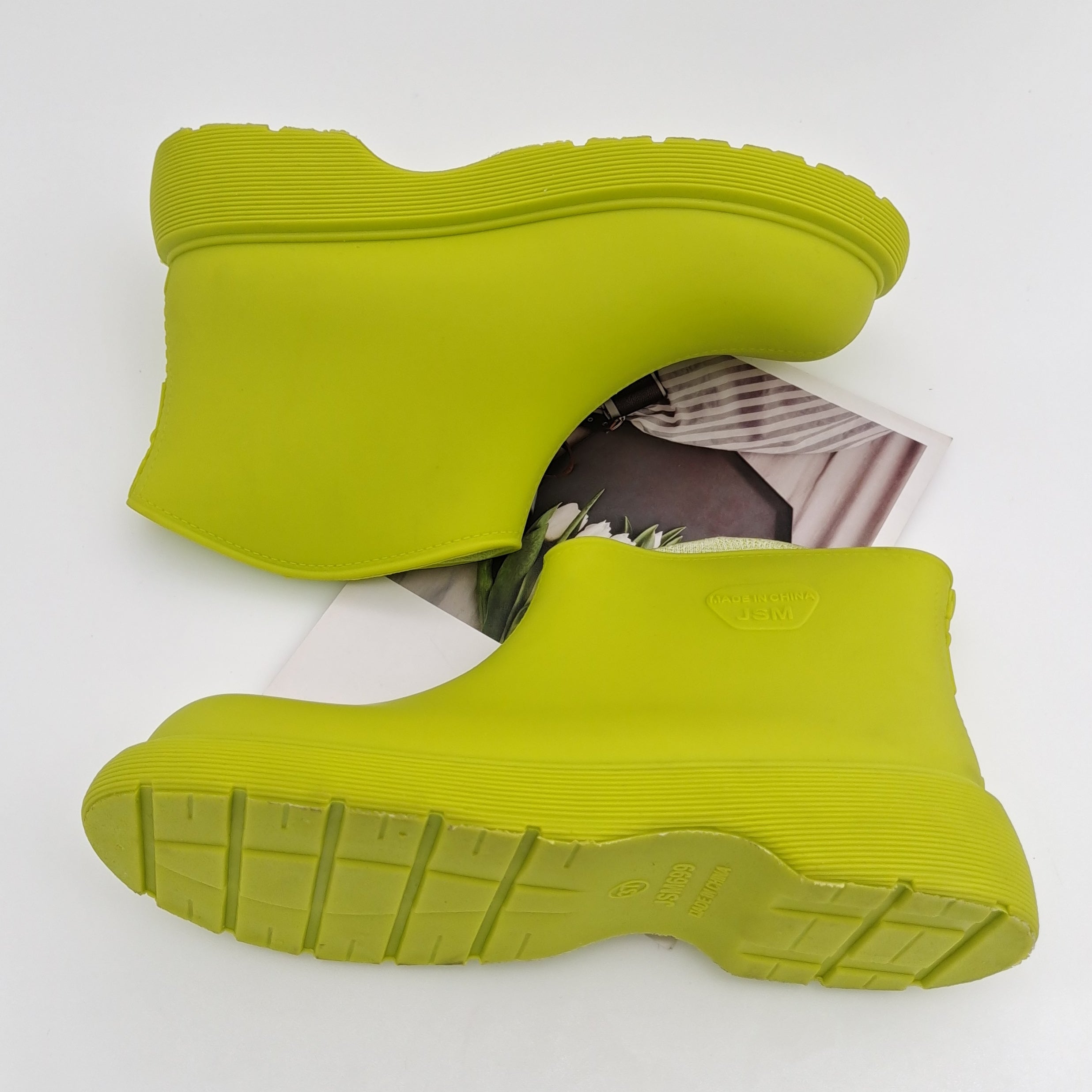 Women's Waterproof Ankle Rain Boots Slip On Water Shoes