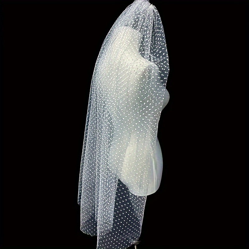 Wedding Veil Tulle with Flocked Polka Dots Hair Accessory