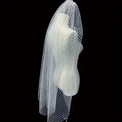 Wedding Veil Tulle with Flocked Polka Dots Hair Accessory