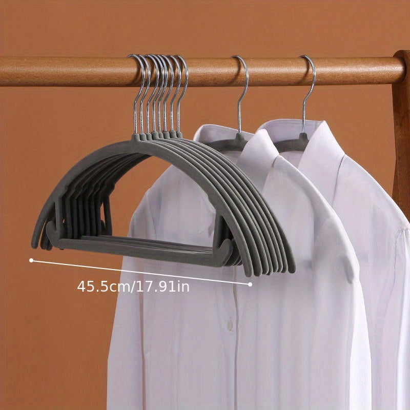 10pcs Flocking Hanger Organizer Non-slip Clothes Support