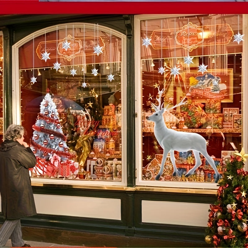 Christmas Window Clings Stickers Elk Snowflake Xmas Window Decals DIY Decor