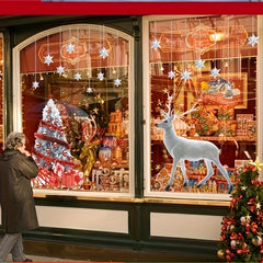 Christmas Window Clings Stickers Elk Snowflake Xmas Window Decals DIY Decor