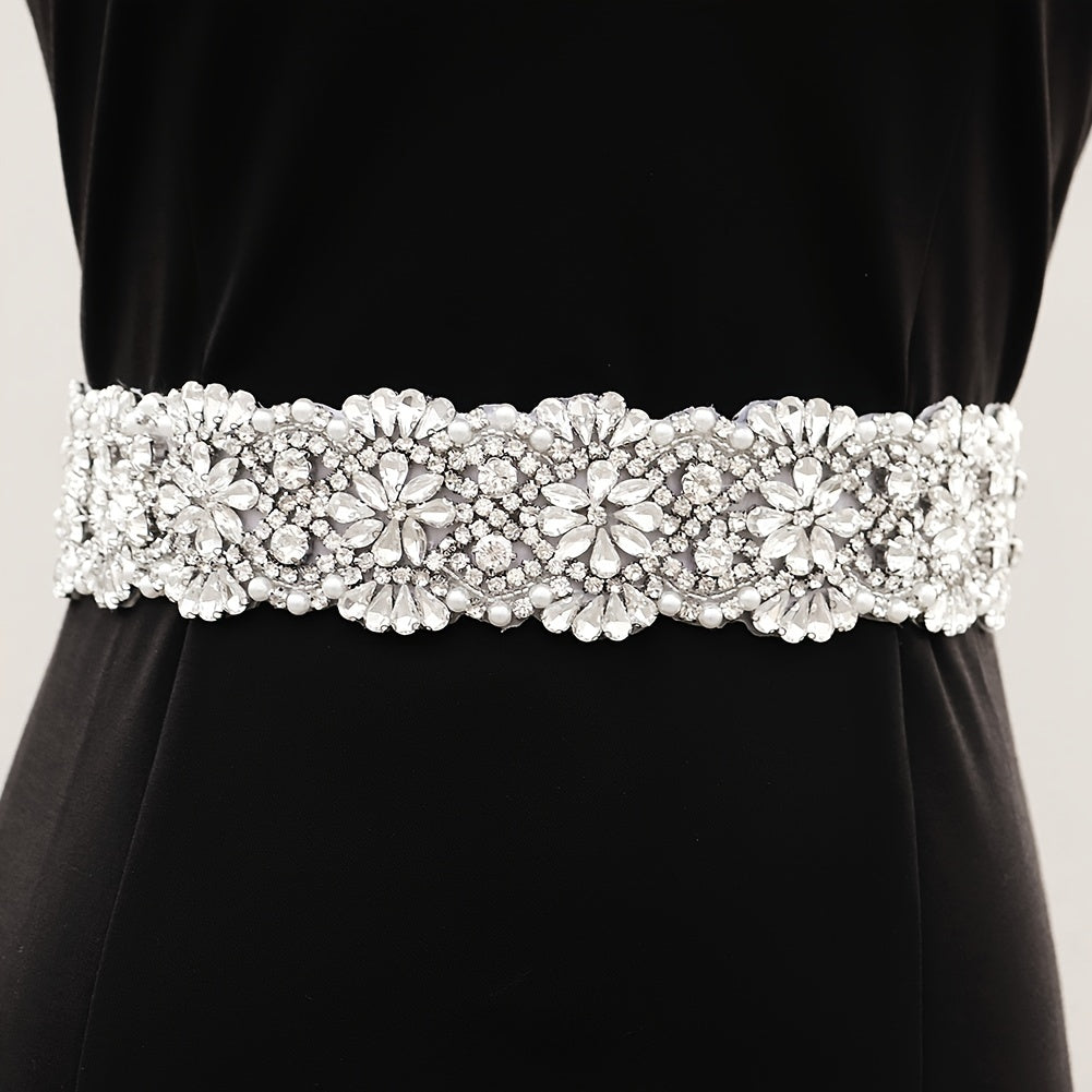 Rhinestone Flower Bridal Belt Wedding Dress Waist Chain Sash