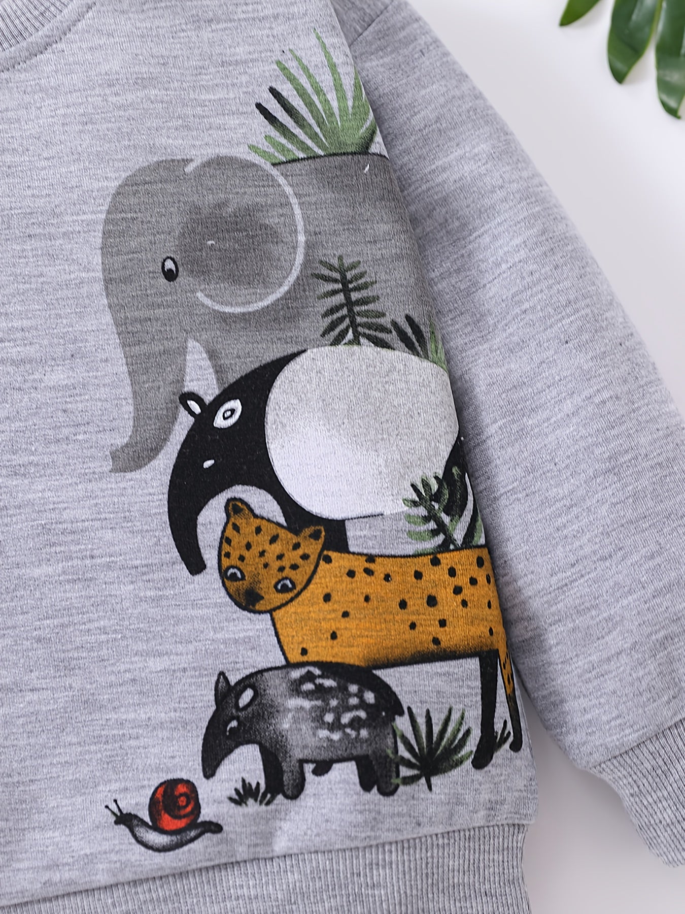 Cartoon Animals Print Boys Pullover Sweatshirt Long Sleeve Crew Neck Tops