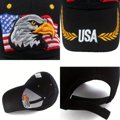Eagle American Flag Embroidered Peaked Cap Baseball Cap
