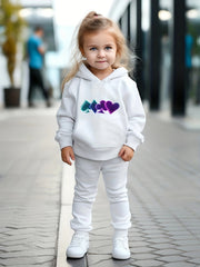 Girls 2pc Cartoon Hooded Sweatshirt & Sweatpants Set Kids Clothes For Girls