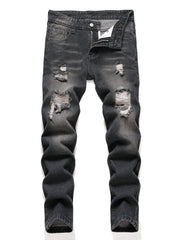 Boys Ripped Distressed Stretch Jeans Skinny Slim Fit Washed Denim Pants