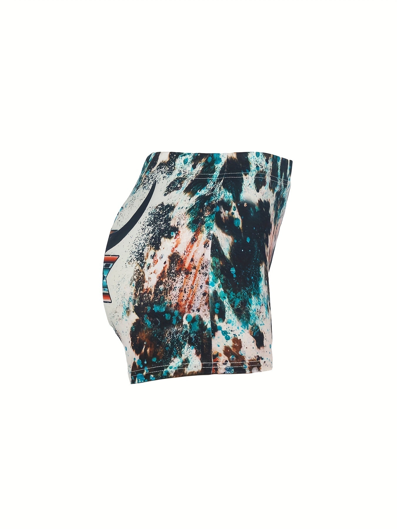 Bull Skull Print Skinny Shorts Women's Clothing
