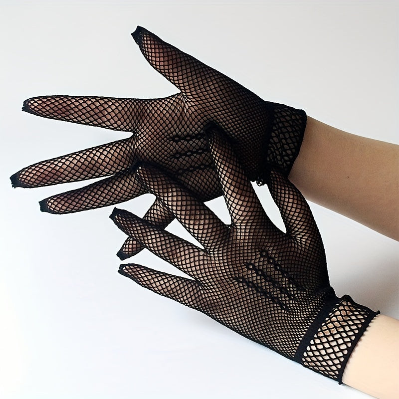 Y2K Lace Short Glove Fishnet Hollow Mesh Gloves For Wedding Bridal Women