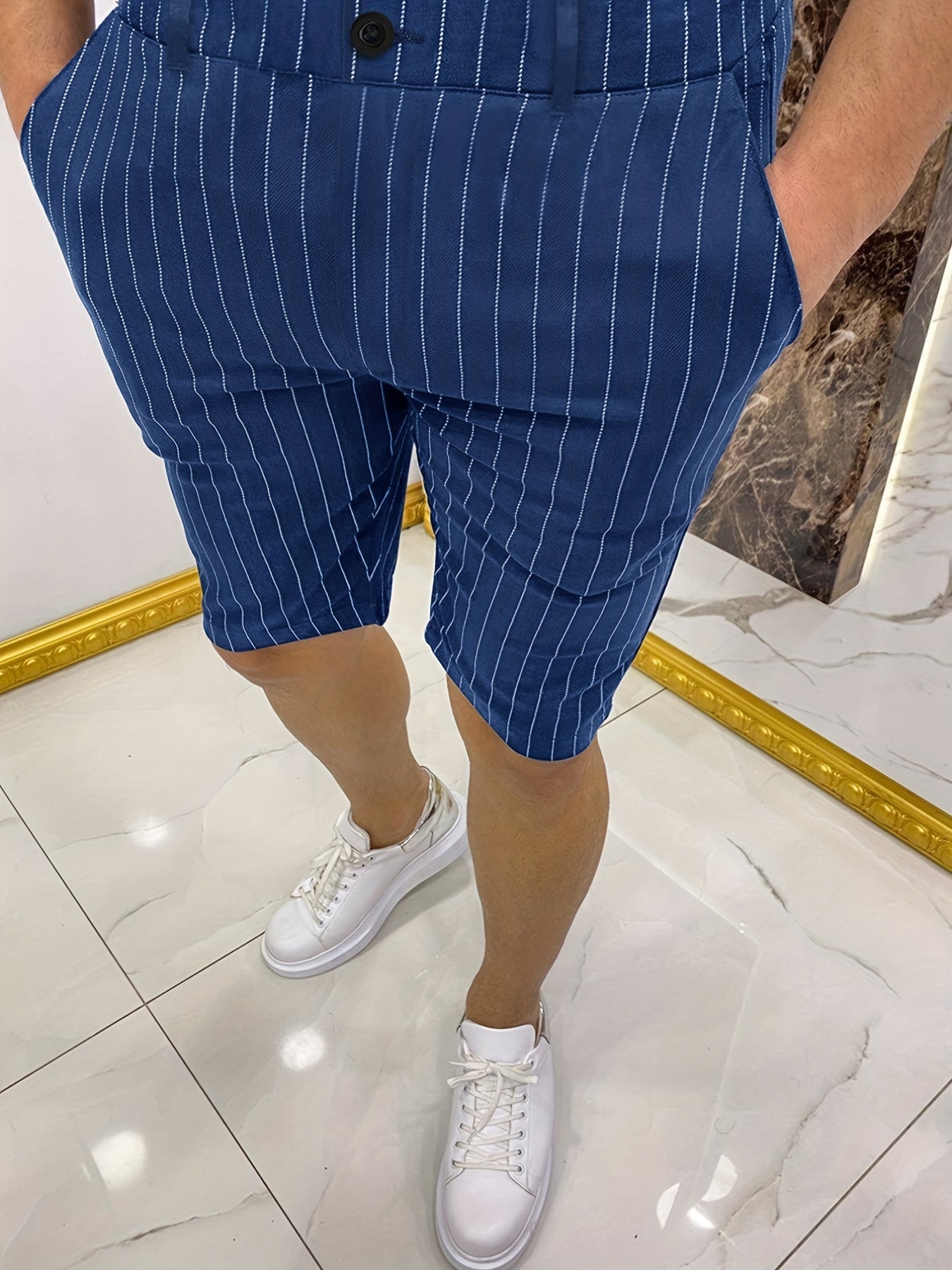 Men's Slim Fit Stripe Shorts Straight Leg