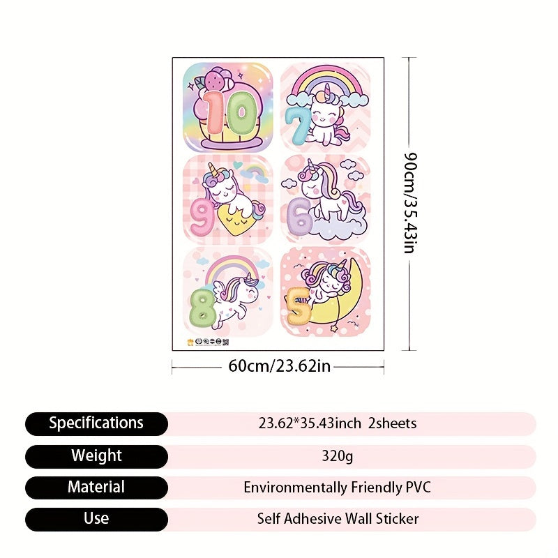 2pcs Cartoon Number Floor Sticker Self Adhesive Waterproof Room Decor
