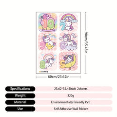 2pcs Cartoon Number Floor Sticker Self Adhesive Waterproof Room Decor