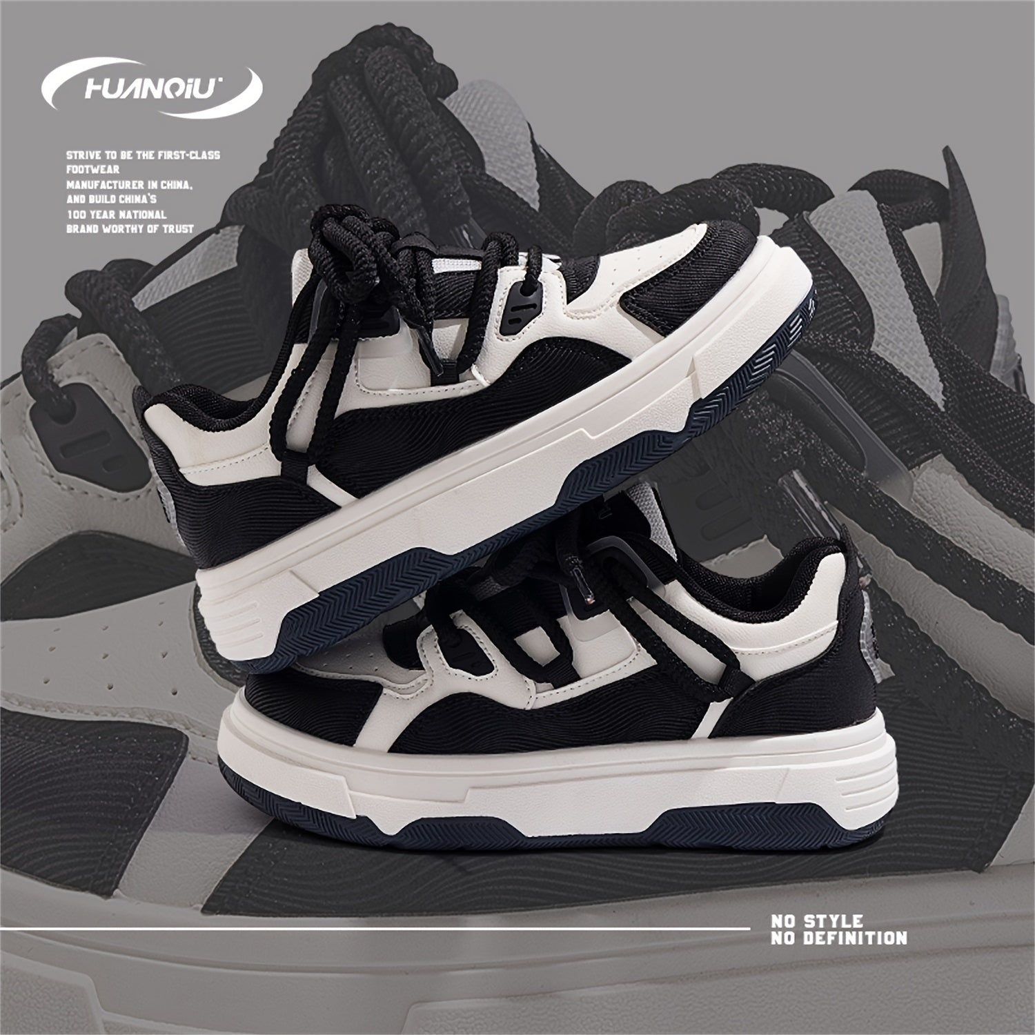 HUANQIU Lace-up Low Casual Skate Shoes Platform Outdoor Sneakers