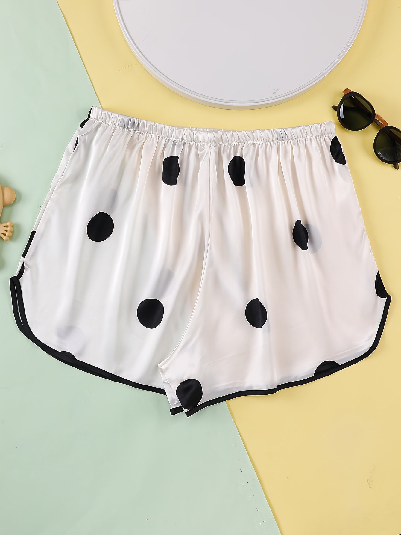 Women's Plus Polka Dot Print Elastic Comfort Home Wear Shorts