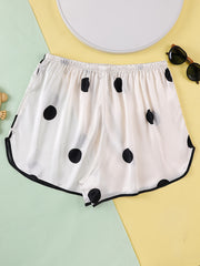 Women's Plus Polka Dot Print Elastic Comfort Home Wear Shorts