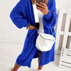 Casual Cardigan Women's Solid Lantern Sleeve Open Front Cardigan