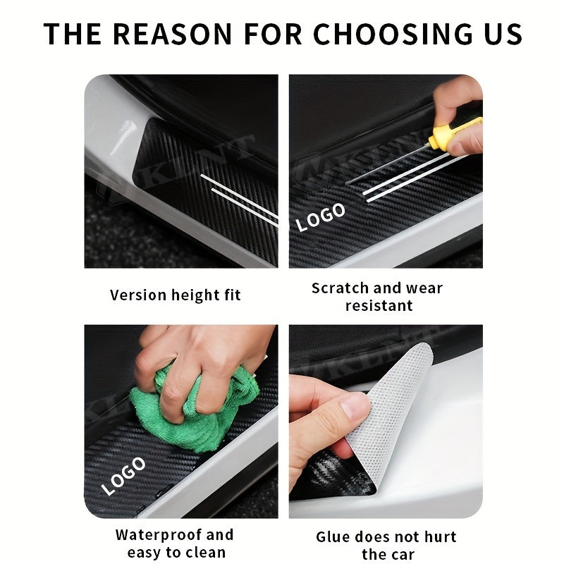 Carbon Fiber Pattern Car Threshold Strip Door Pedal Protection