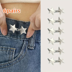 6 Pairs Star Shaped Waist Buckles No Sew Adjustable Clips