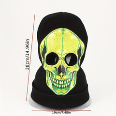 Halloween Horror Skull Knitted Head Cover Ghost Mask Cosplay Fun Warm Woolen Hat