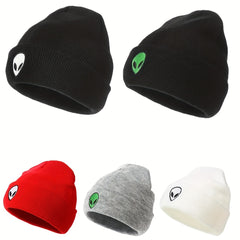 Alien Embroidery Beanie Cartoon Knit Hat Warm Skull Cap