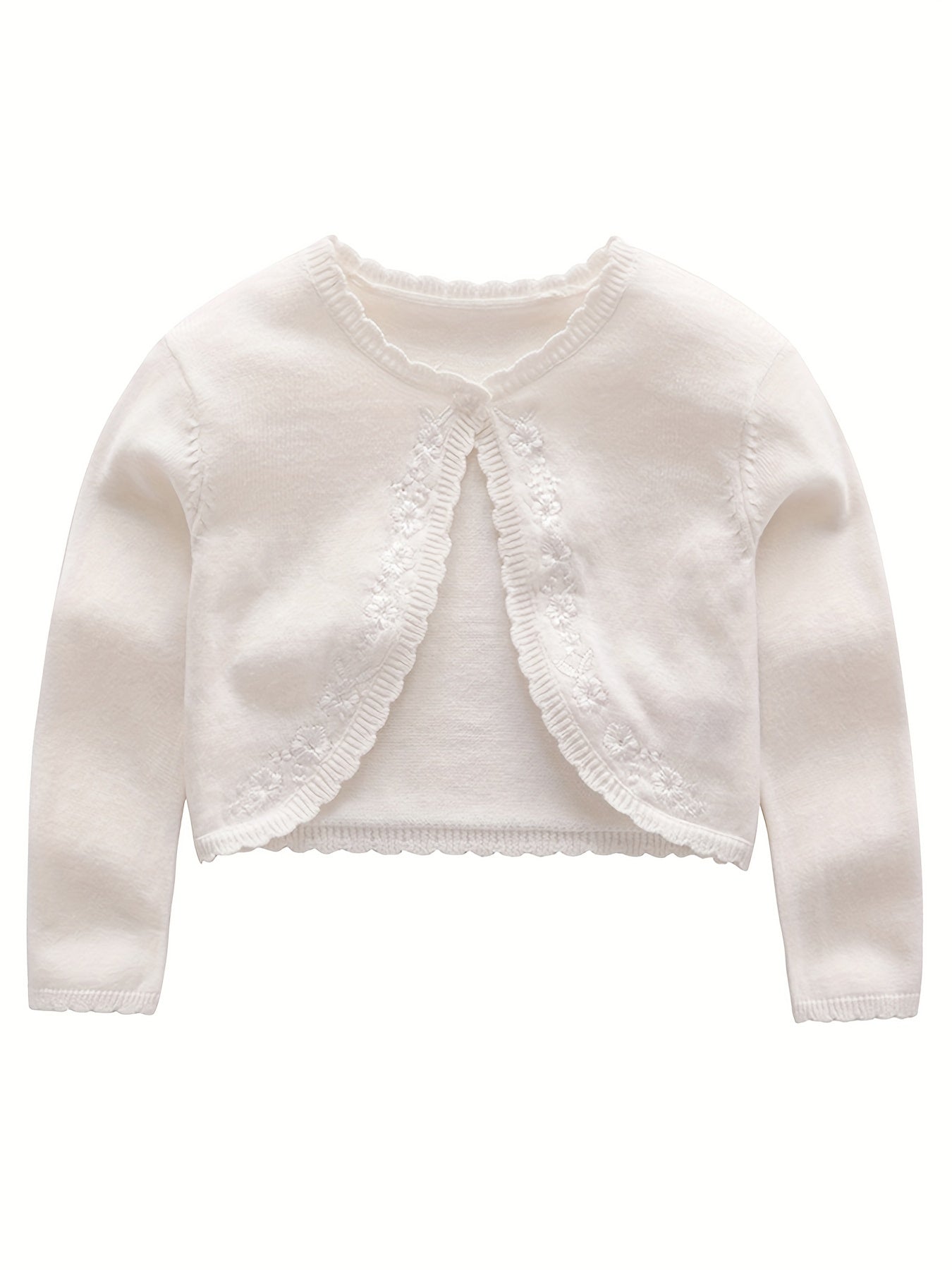 Baby Girls Floral Embroidery Knit Cardigan for Spring Autumn