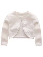 Baby Girls Floral Embroidery Knit Cardigan for Spring Autumn