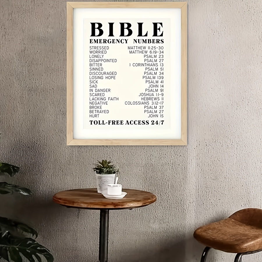 Vintage Faith Bible Emergency Number Poster Inspirational Art Print