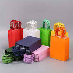 10pcs Colorful Candy Paper Bags Leather Tote Takeaway Gift Bags