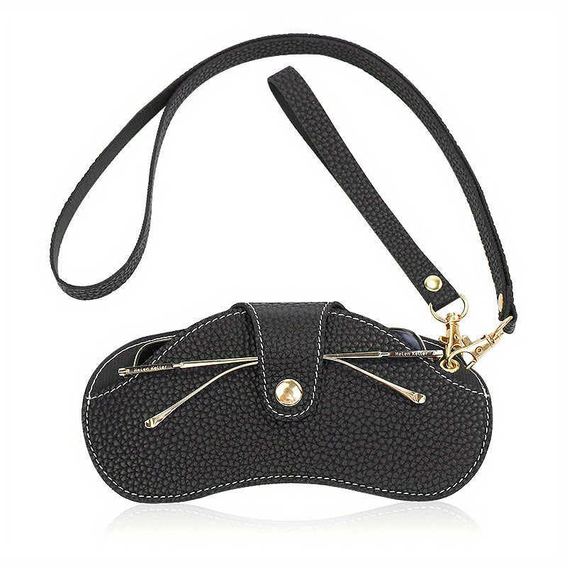 Stylish PU Leather Sunglasses Case Snap Closure
