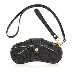 Stylish PU Leather Sunglasses Case Snap Closure